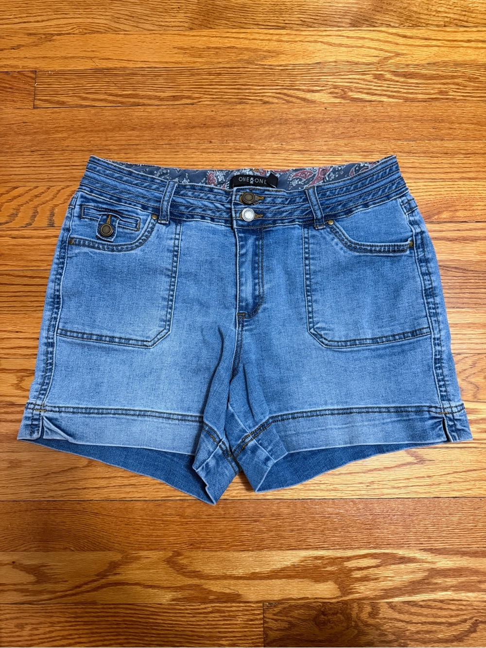 one 5 one Light Blue Denim Jean Shorts